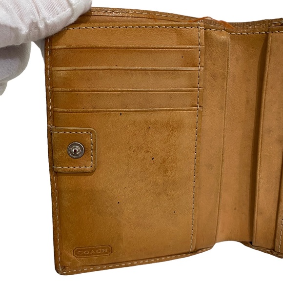 COACH brown KISSLOCK WALLET  - leather - fabric - monogram pattern - unisex - Picture 14 of 17